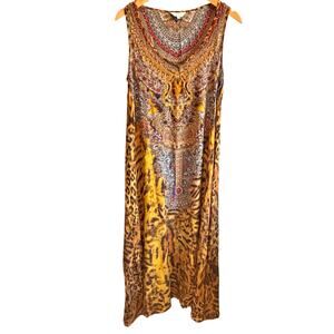 Inoa Sleeveless Silk Tiger Print Studded Maxi Dress - size 1 (US 8-14)